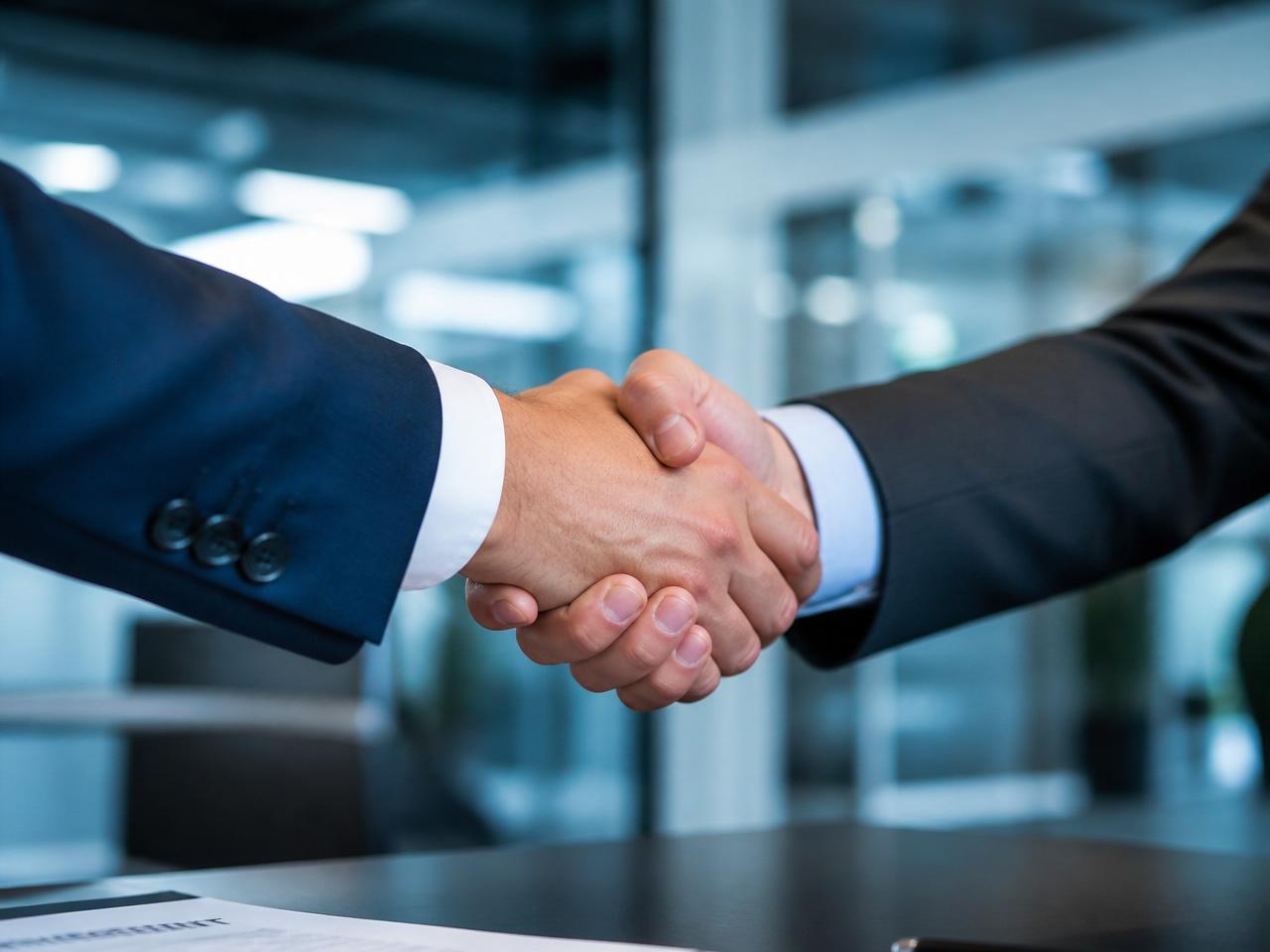 Aperto de mão entre executivos